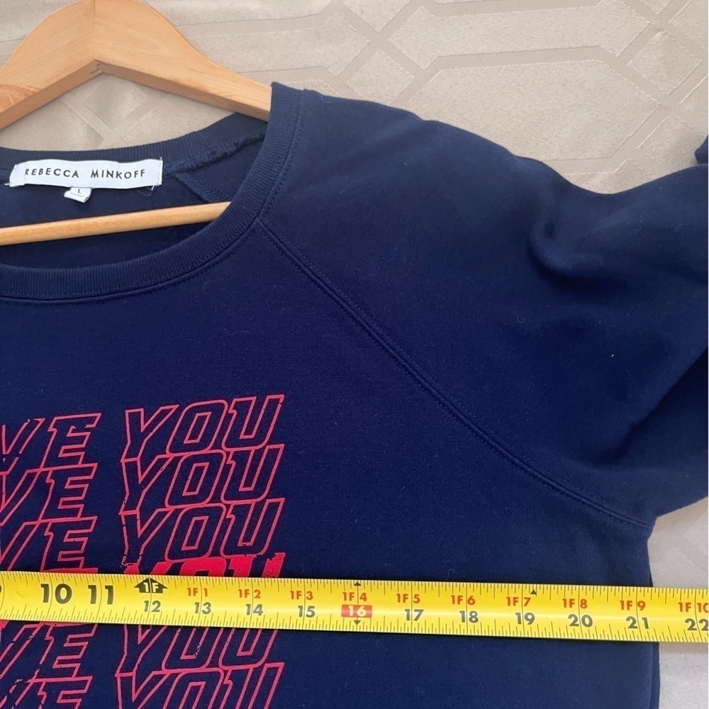 Rebecca Minkoff Jennings Love You Graphic Sweatshirt Navy Red Size Large - Picture 5 of 6